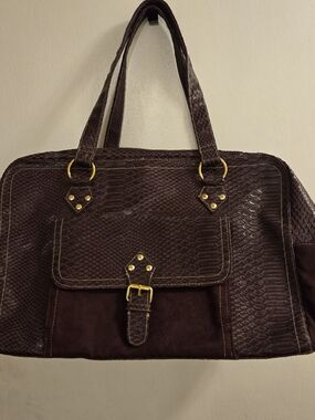 Elizabeth Arden Purple Faux Snakeskin Travel Overnight Weekend Bag